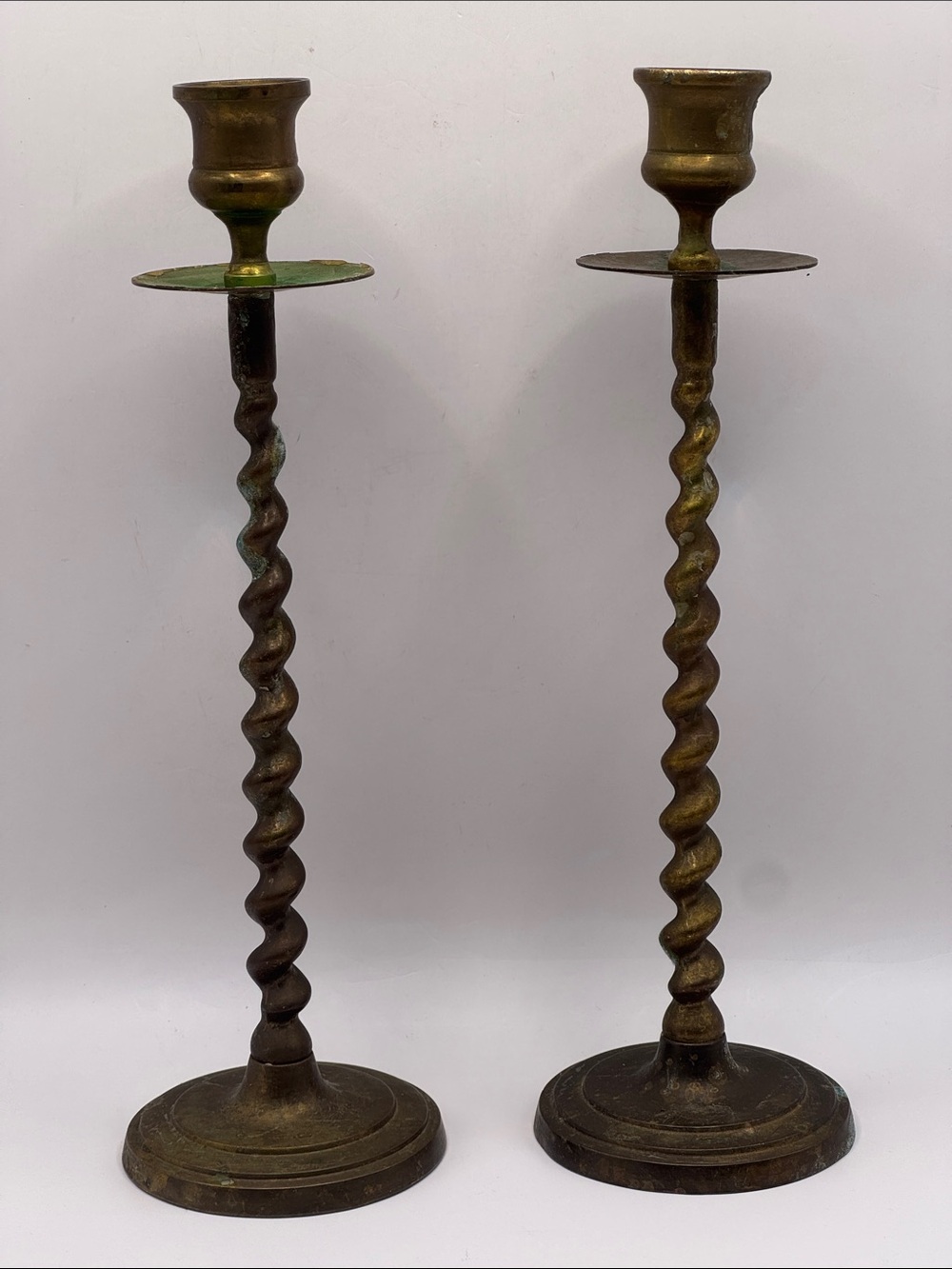 Vintage Brass Twist 10” candlesticks